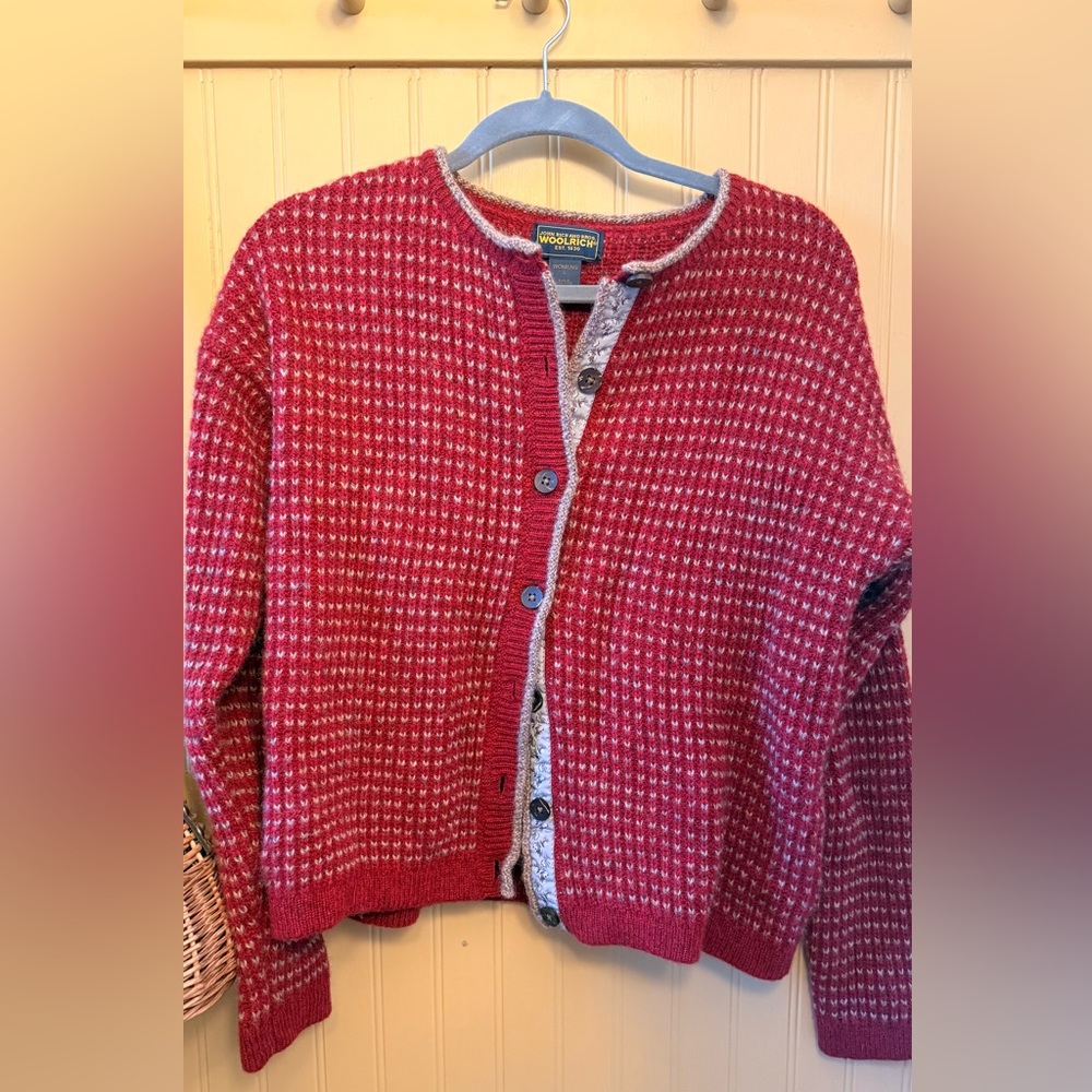 Woolrich Red and White Knit Cardigan